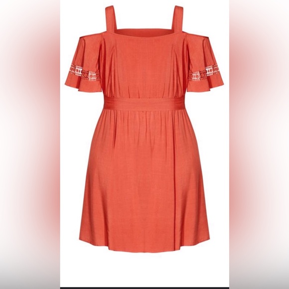 City Chic Trim sleeve shoulder dress in KOI - Picture 3 of 5